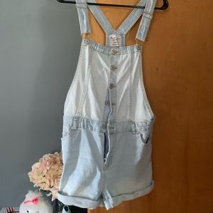 Denim overall romper